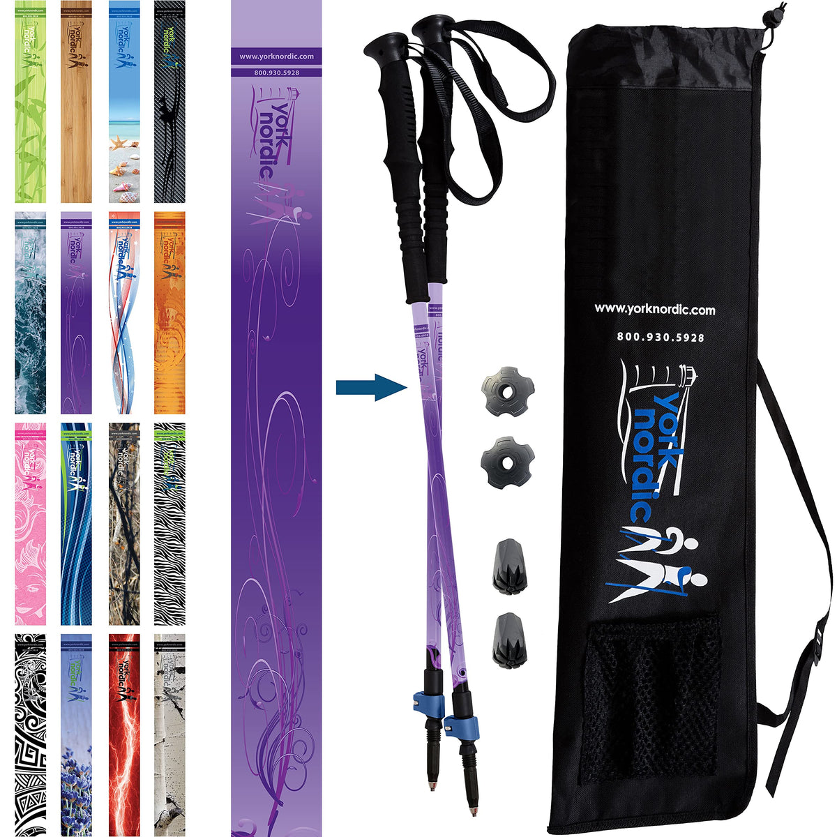 York Nordic cushion grip hiking pole offers a comfortable grip for long hikes.