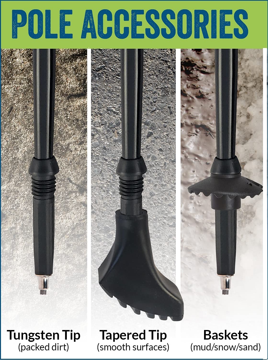 York Nordic detachable rubber feet for indoor grip and outdoor versatility