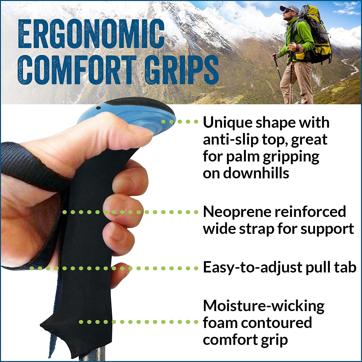 York Nordic folding hiking poles 2-piece, ideal for quick setup on trails.