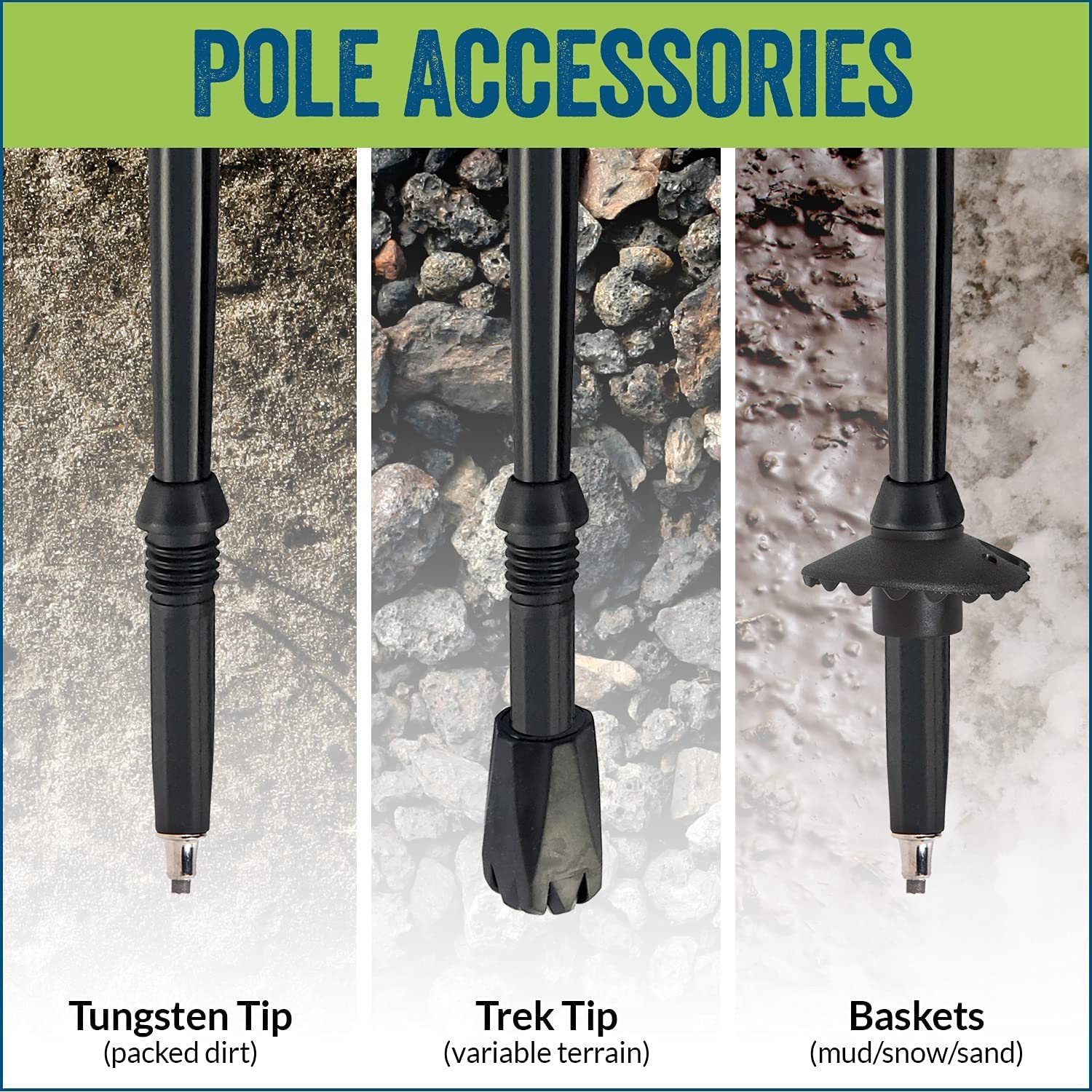 York Nordic 7075 aluminum hiking poles are ultra-light for reduced fatigue.