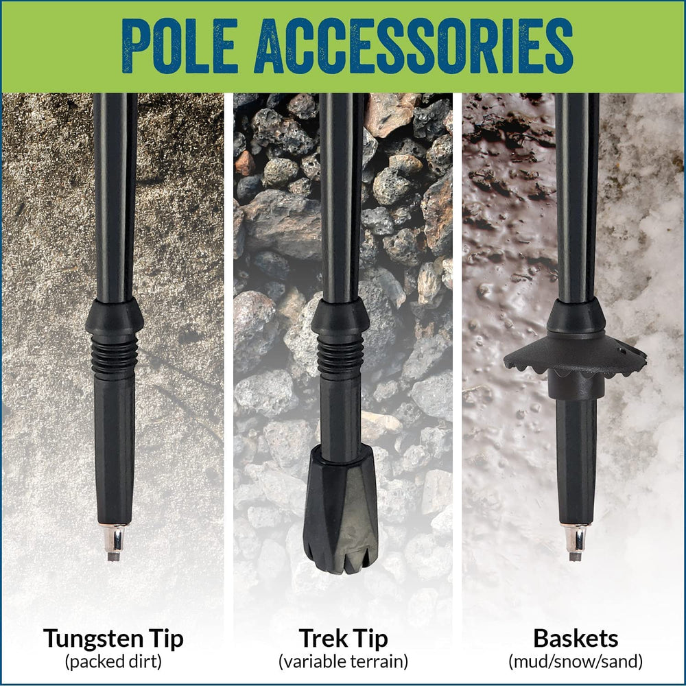 York Nordic 7075 aluminum hiking poles are ultra-light for reduced fatigue.