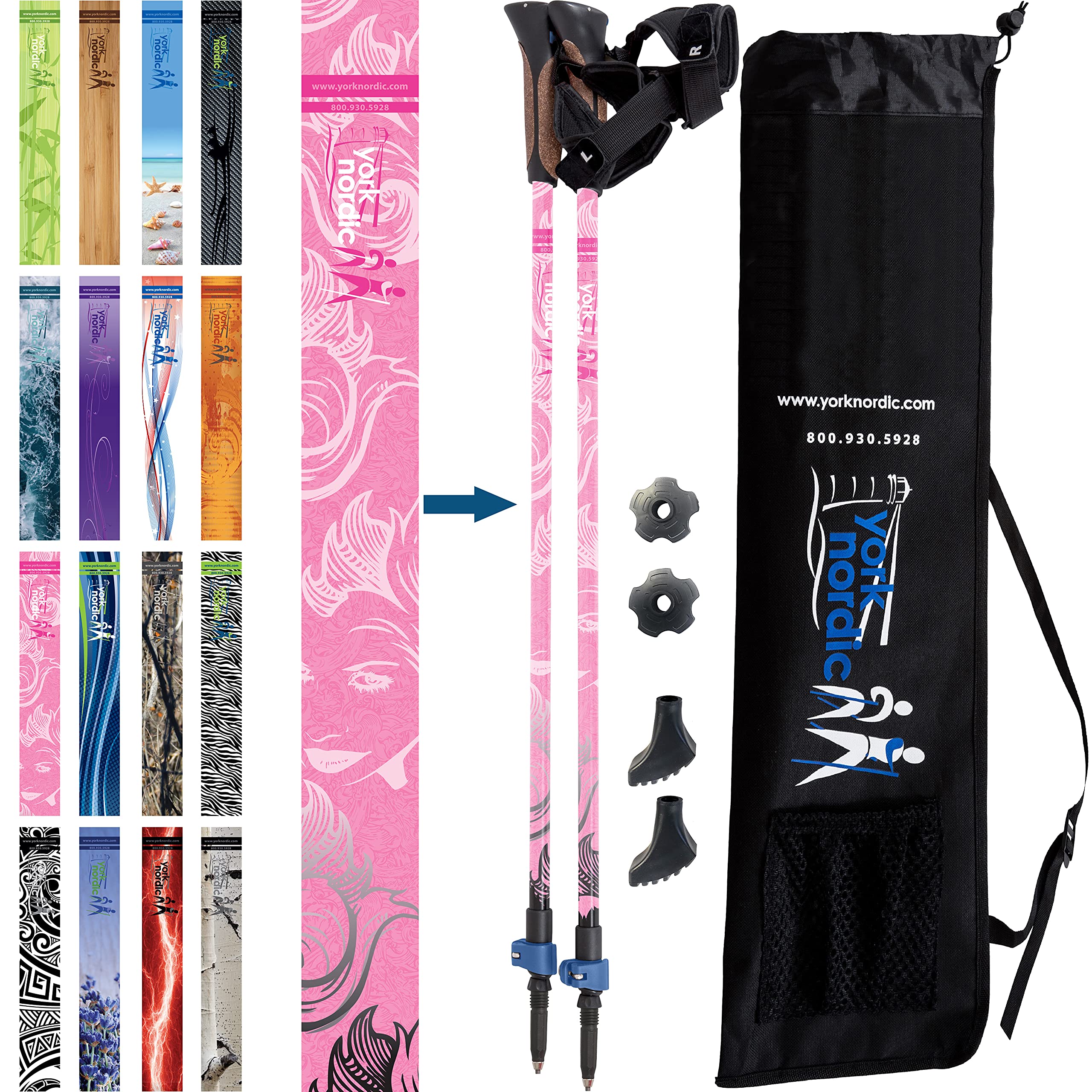 York Nordic official Nordic walking poles with glove grips for comfortable walks