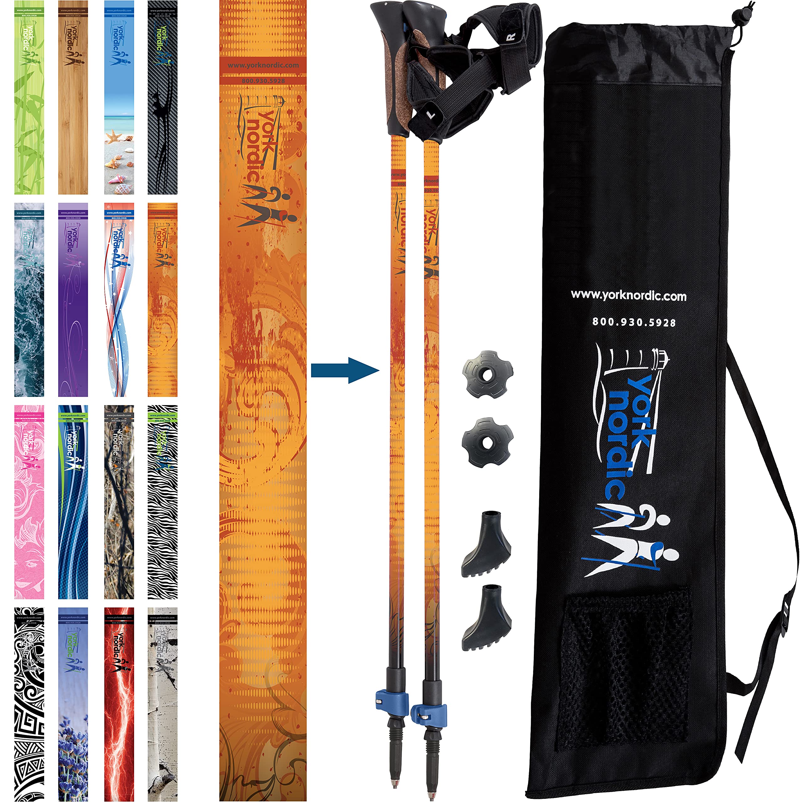 York Nordic poles classic glove grip assembly shows secure grip and quick setup on trails