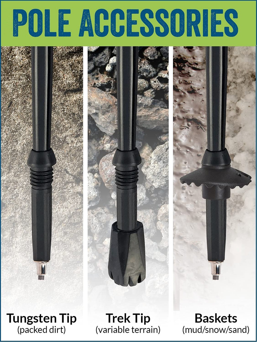 York Nordic tungsten tip detail provides durable traction on varied terrain.