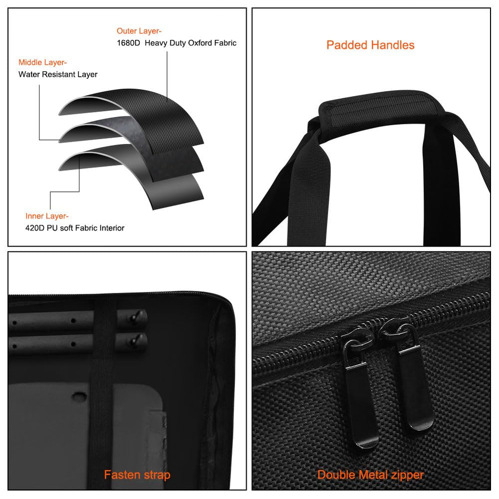 Yorkenbe bag interior with pockets and straps for wind guard and legs.