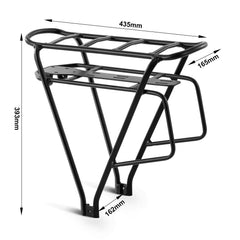 YS YOSE POWER rear rack mounted on bike showing stable load support