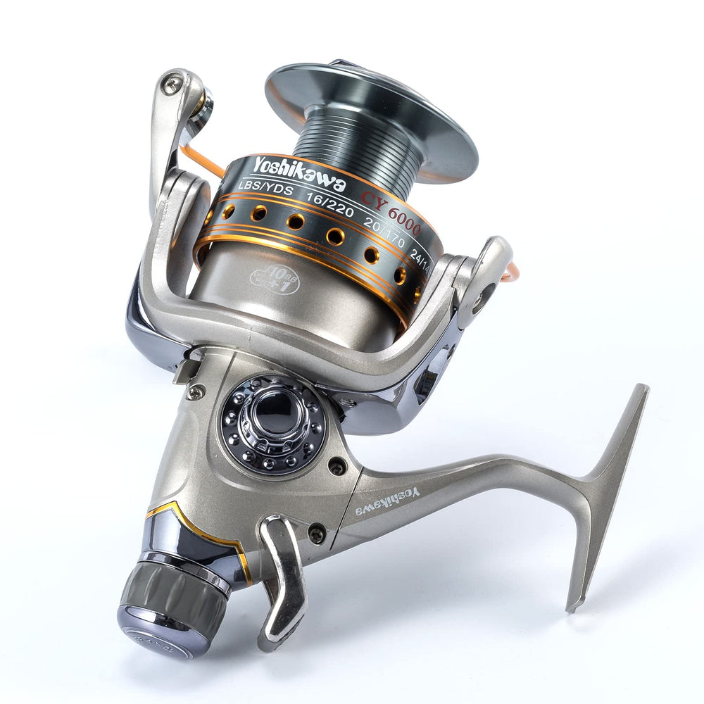 Yoshikawa Baitfeeder Spinning Reel 5000 drag-adjustment dial demonstrates precise resistance control