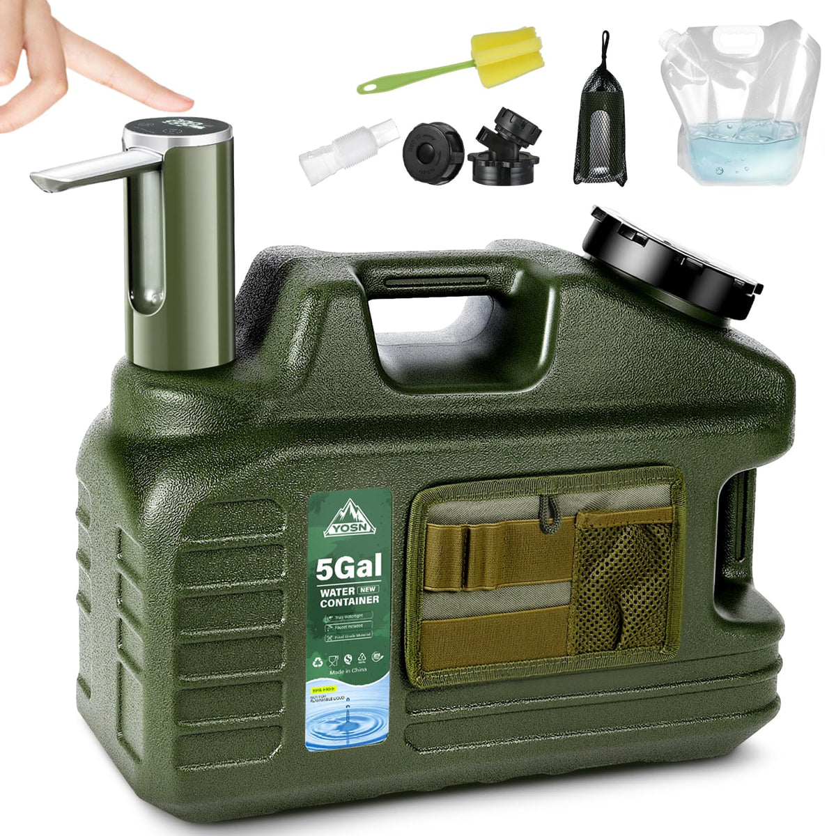 YOSN 5-gallon water jug with pump for camping and quick pours