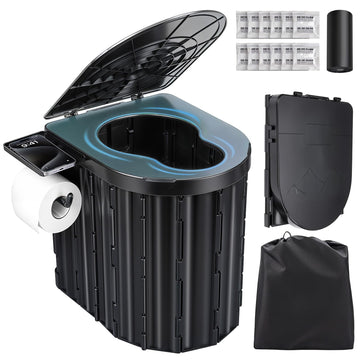 YOSN portable toilet folded compact shows easy travel storage for emergencies