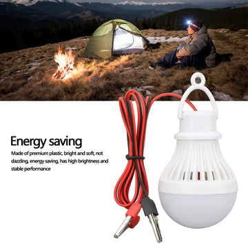 Yosoo tent light bulb with hook enables hands-free hanging.