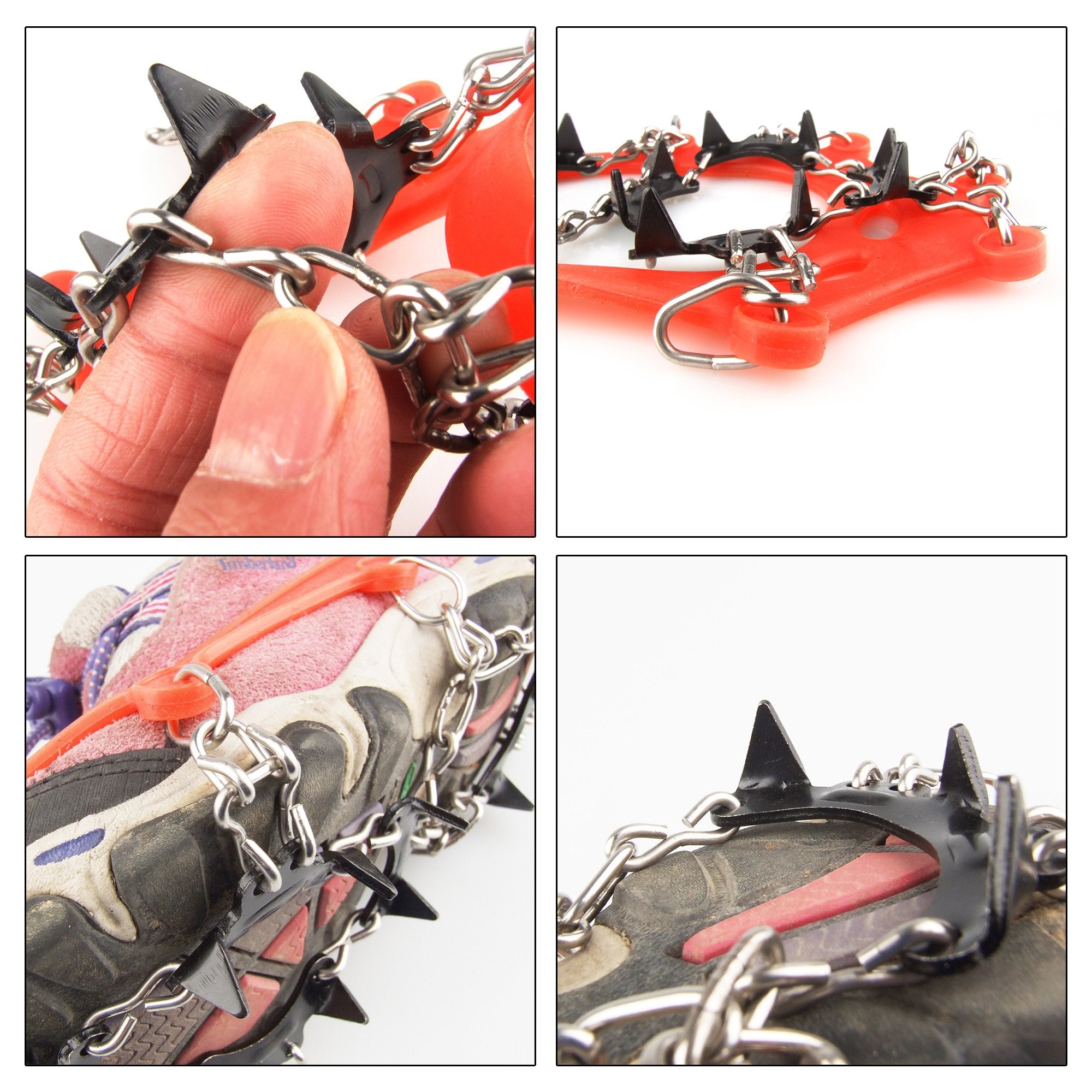 YOUFINE crampon spikes close-up show hardened steel for lasting grip.
