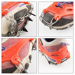 YOUFINE crampons demonstrate improved grip during winter walks on snow and mud.