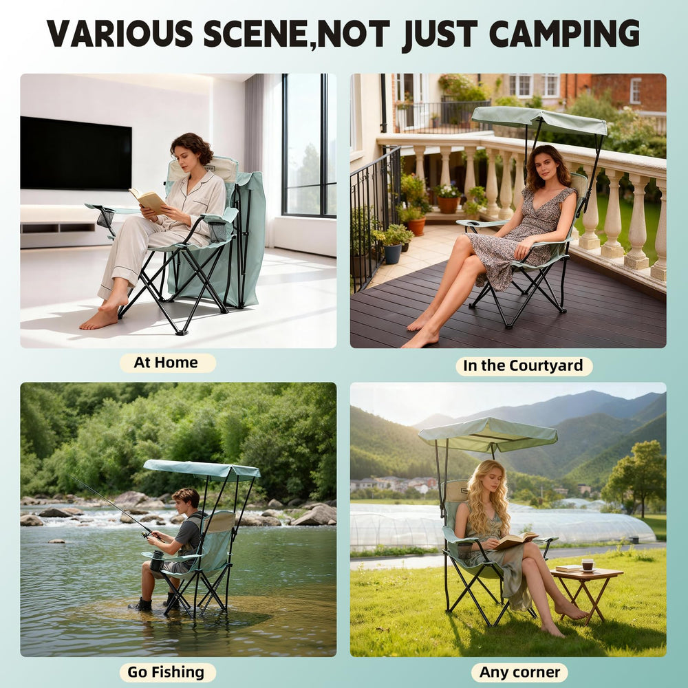 Young Wood camping chair blue portable carry bag aids on-the-go setups.