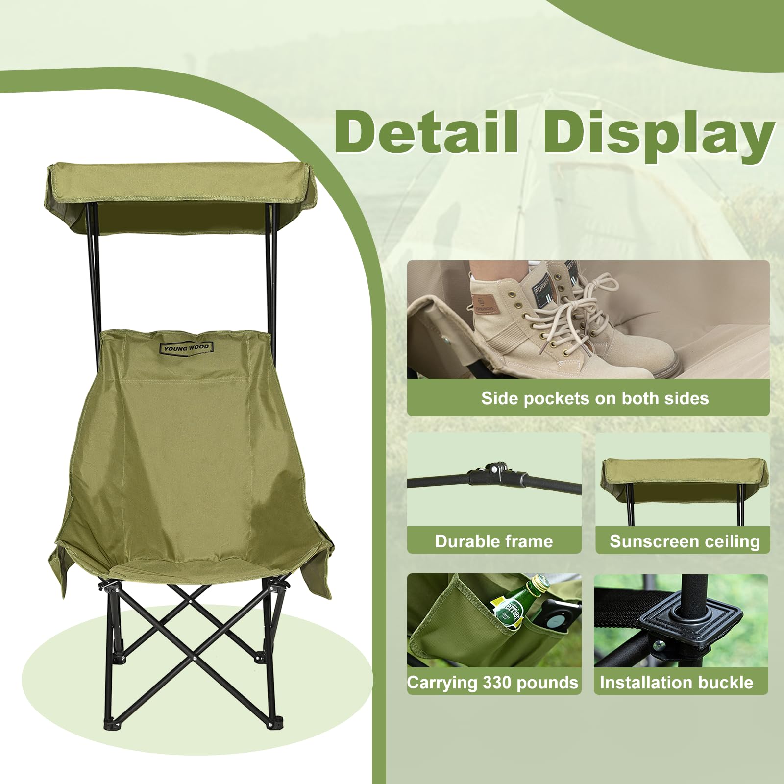 YOUNG WOOD chair durable steel frame supports up to 300 pounds.