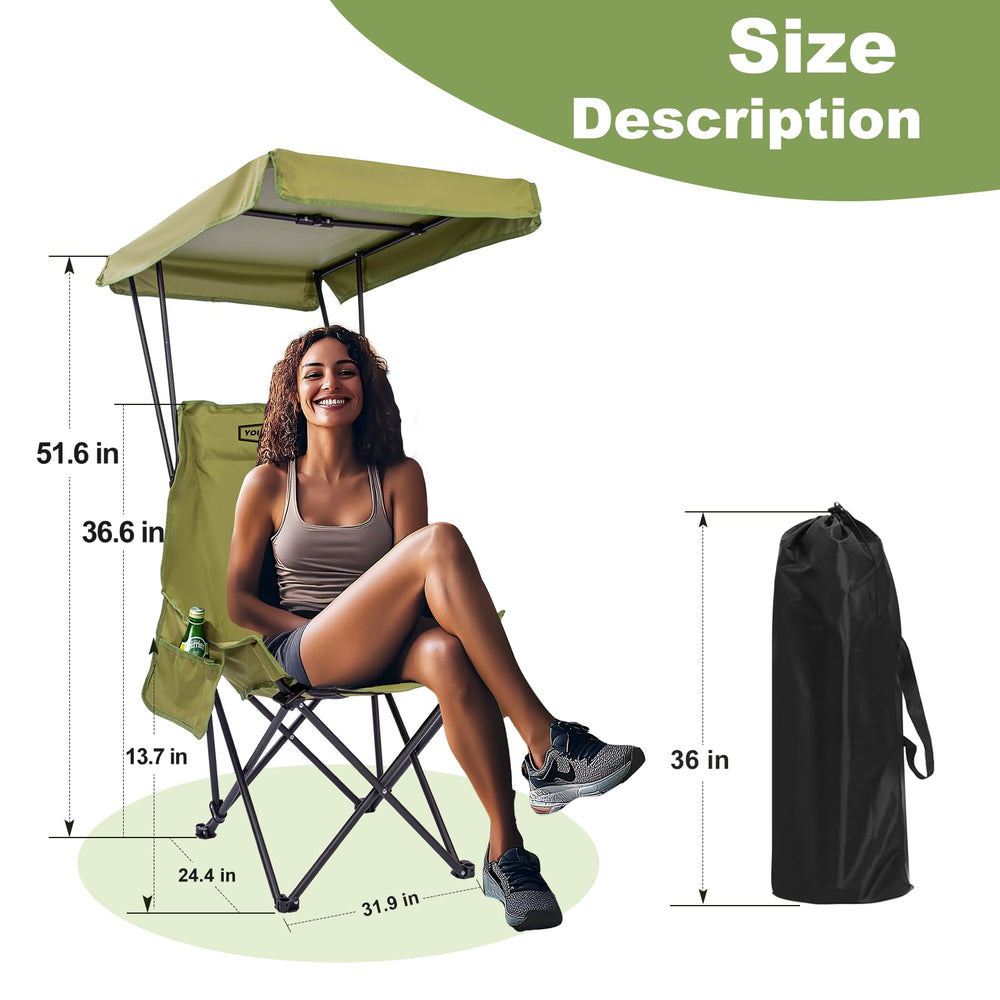 YOUNG WOOD chair side pocket stores essentials during outdoor use.