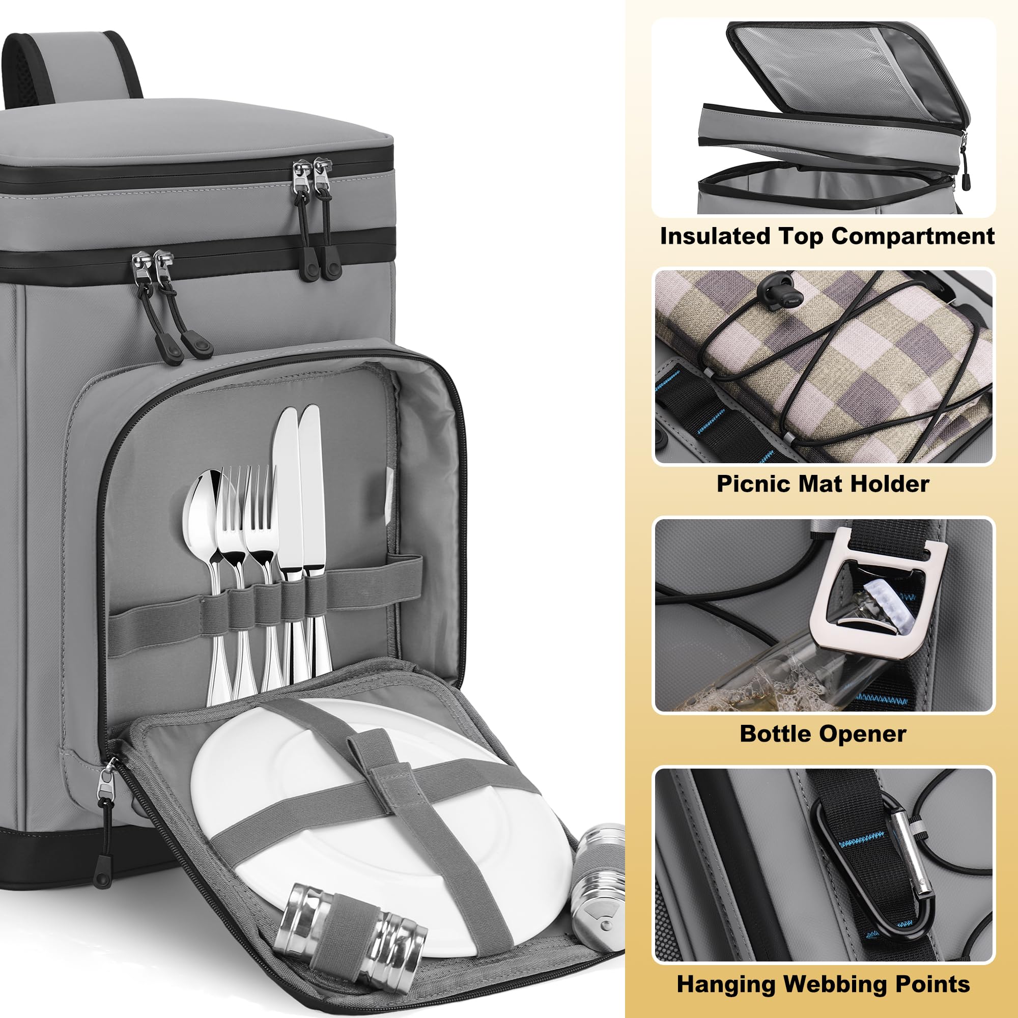 YOUNGOA 42Cans cooler backpack leak-proof seam demonstrates reliability for outdoor events.