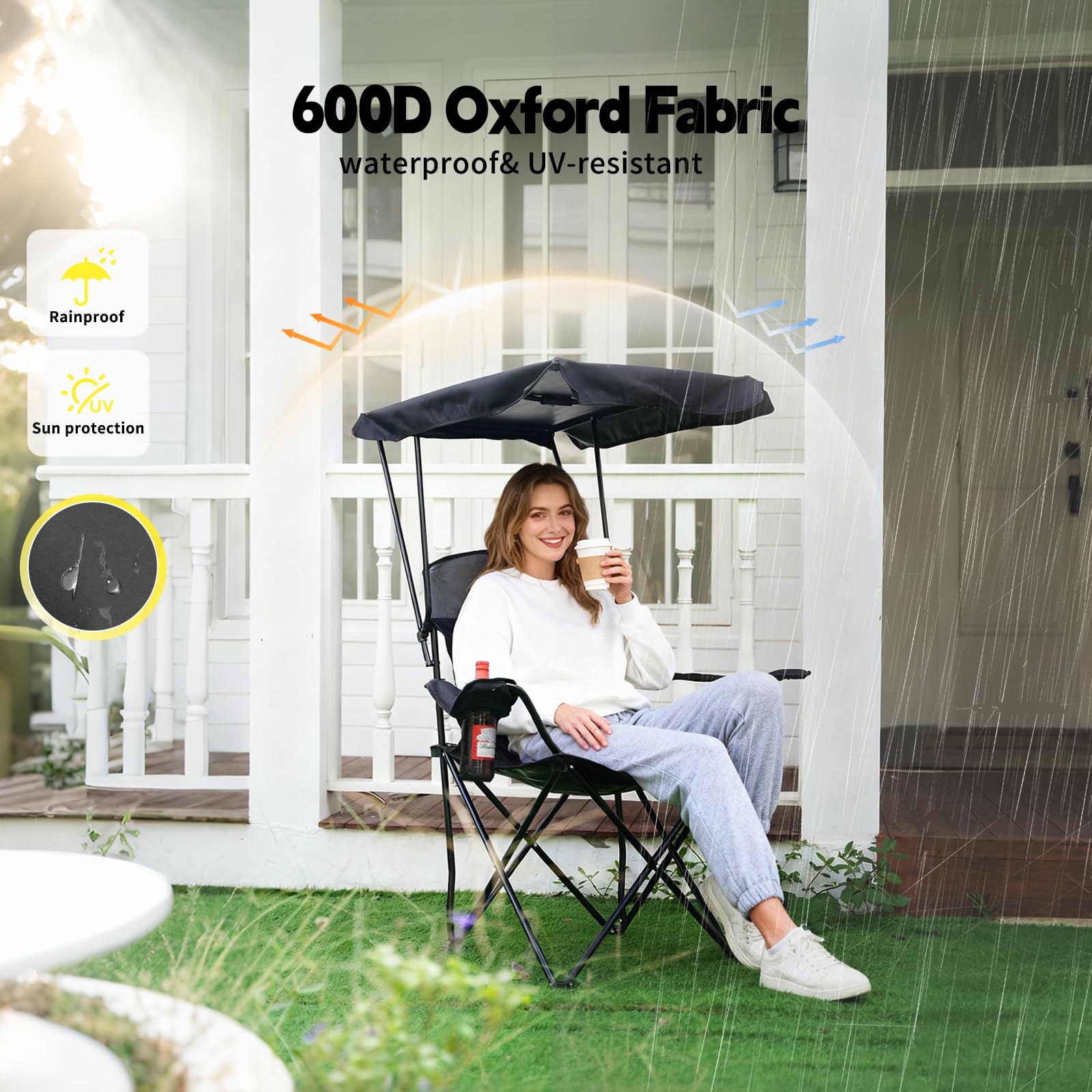 YOUNG WOOD camping chair ergonomic seat delivers comfortable seating experience