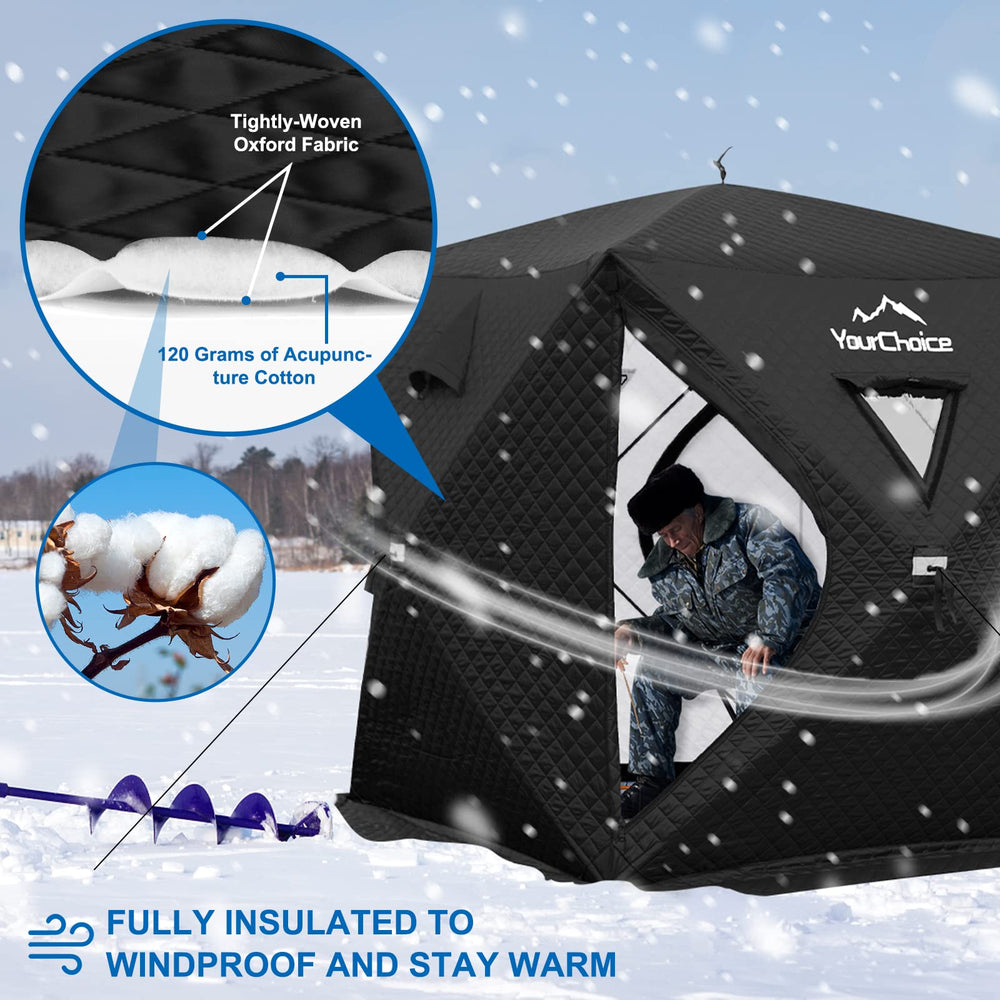 Upgraded durable zipper on the ice fishing shelter