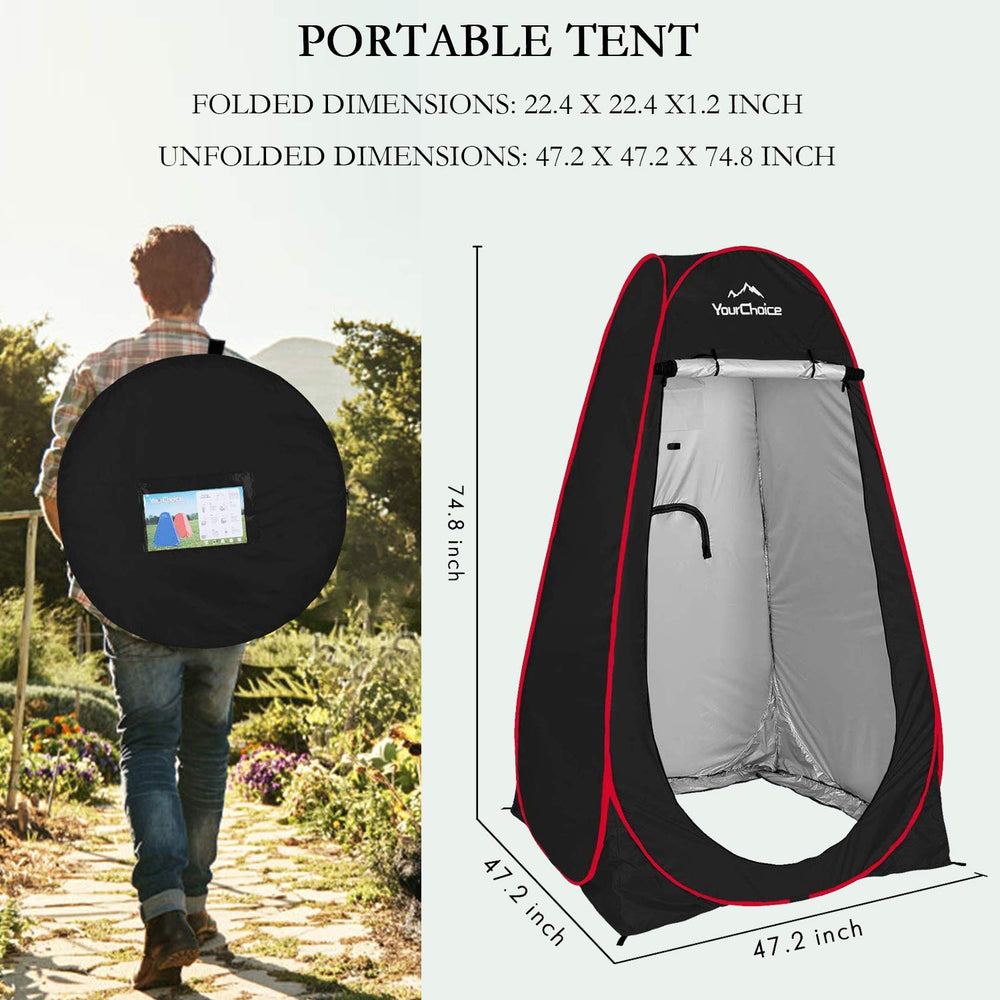 Your Choice Pop Up Privacy Tent interior reveals a 47x47 inch space for changing.