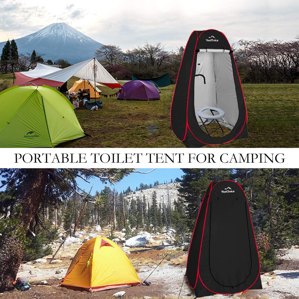 Your Choice Pop Up Privacy Tent includes carry bag and stakes for transport.