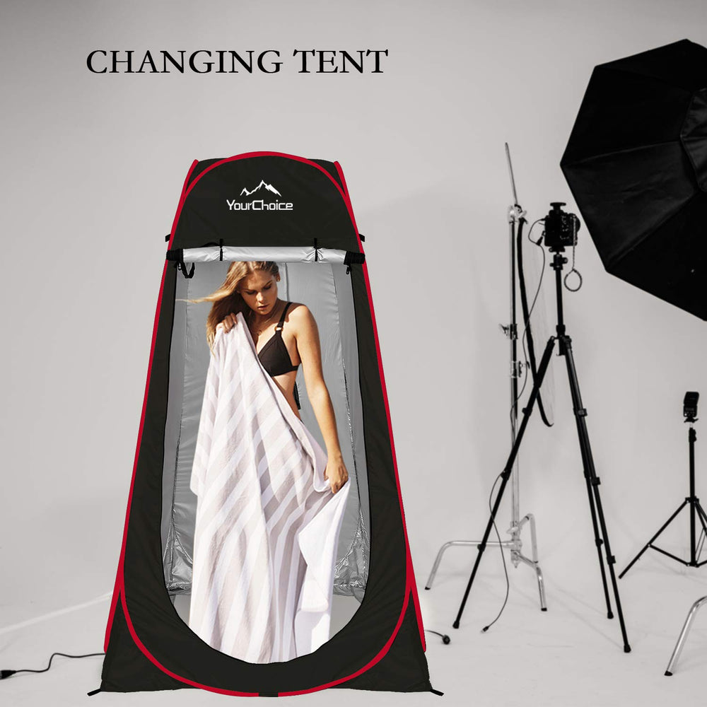 Your Choice Pop Up Privacy Tent dual-ventilation windows support airflow and privacy.