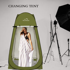 Your Choice XL Pop Up Privacy Shower Tent privacy area emphasizes durable, easy changing by the pool.