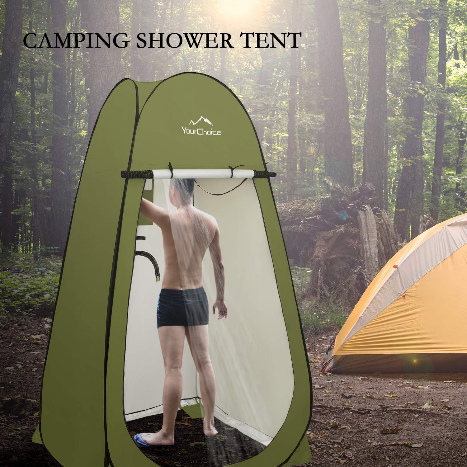 Your Choice XL Pop Up Privacy Shower Tent storage pockets highlight convenient organization during outings.