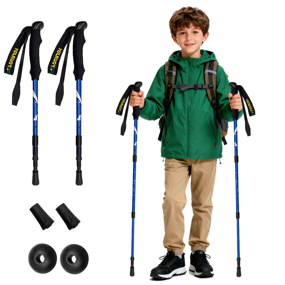 Yourjoy hiking poles child-blue extended grip for stable trekking