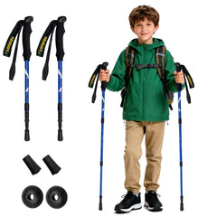 Yourjoy hiking poles child-blue extended grip for stable trekking