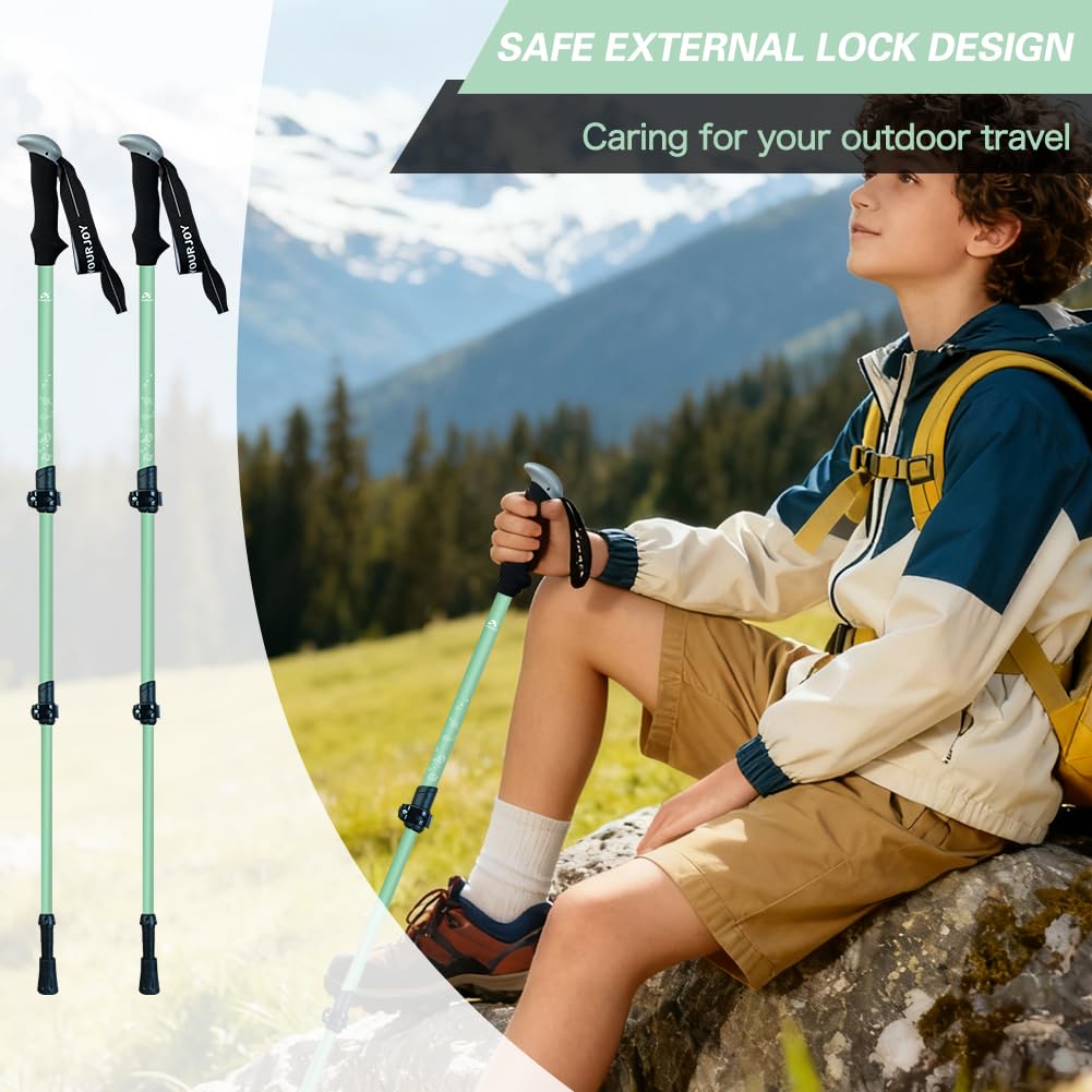 Yourjoy EVA grip provides sweat absorption and comfortable grip during long hikes.