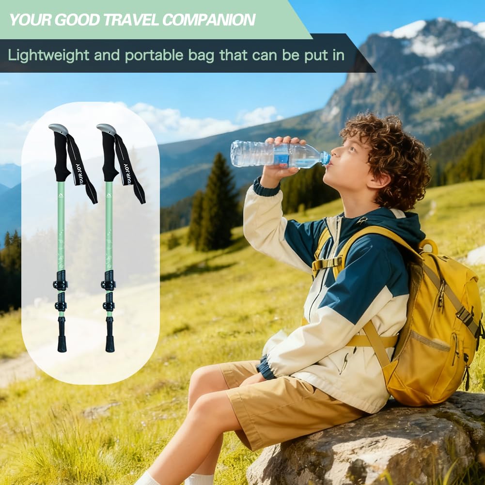 Yourjoy hiking poles extended to reveal versatile length for diverse terrains.
