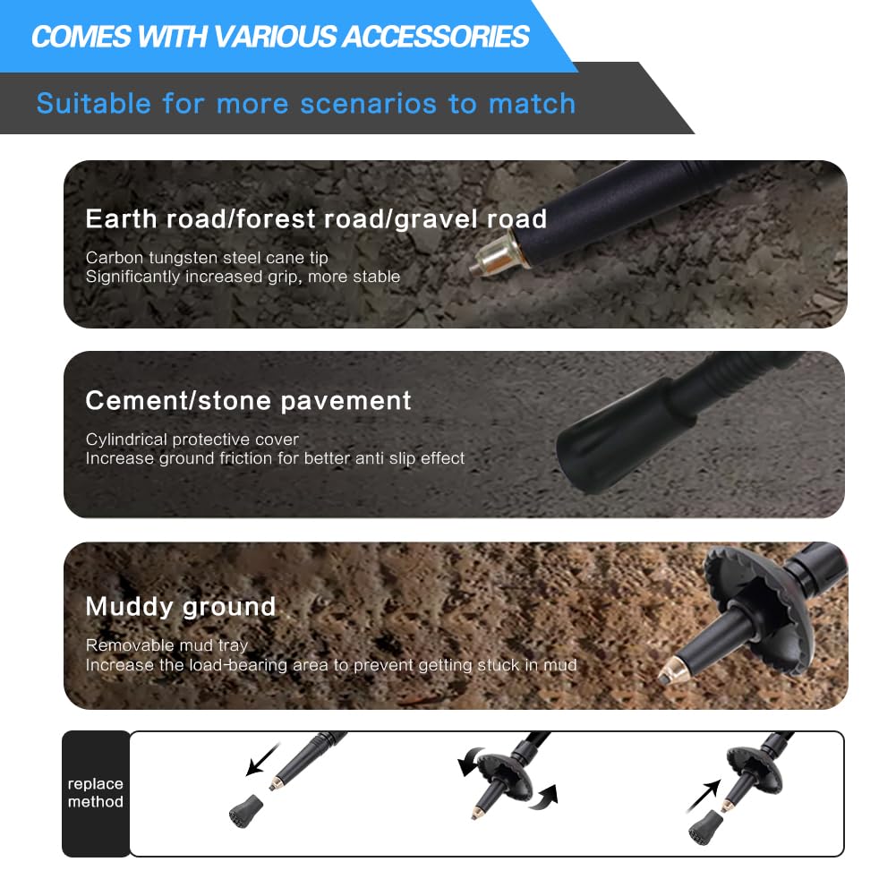 Yourjoy hiking poles on trail use provide versatile support for seniors and walkers