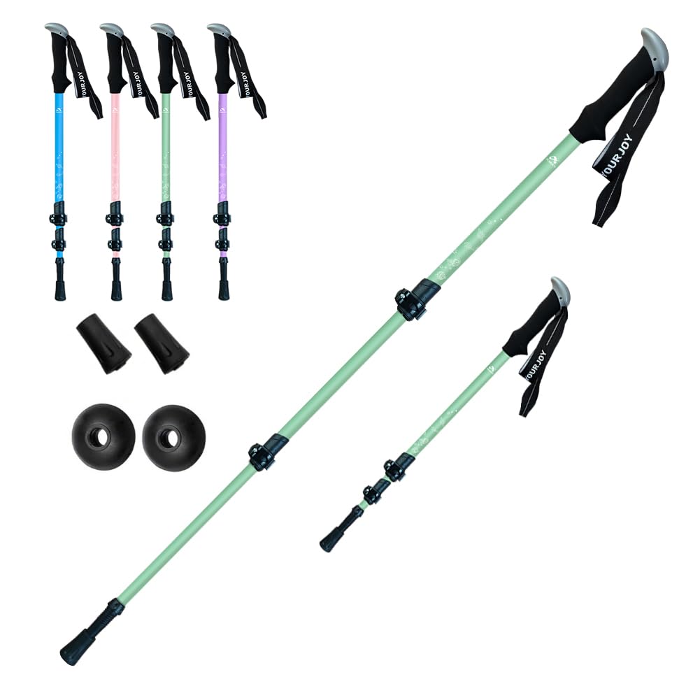 Yourjoy 2-pack trekking poles ideal for hiking partners or family adventures.