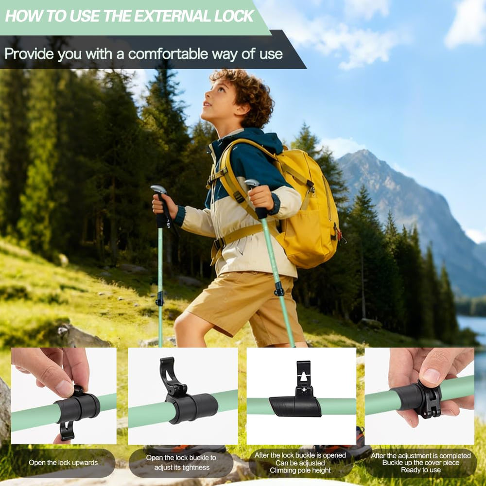 Yourjoy hiking poles with adjustable wrist straps reduce hand fatigue.