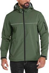 Yousify men's softshell jacket front view for lightweight hiking protection
