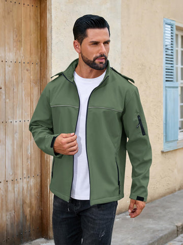 Yousify men's softshell jacket inner pocket detail for secure belongings