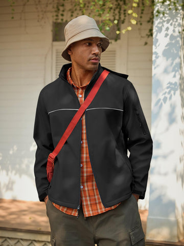 Yousify mens softshell jacket reflective accents improve visibility in low light