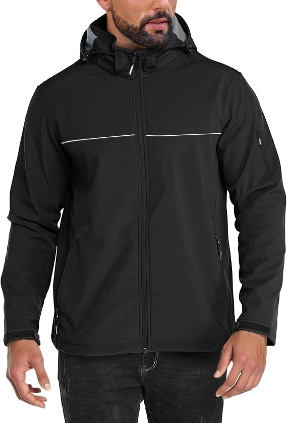 Yousify mens softshell jacket with removable hood for adaptable weather protection