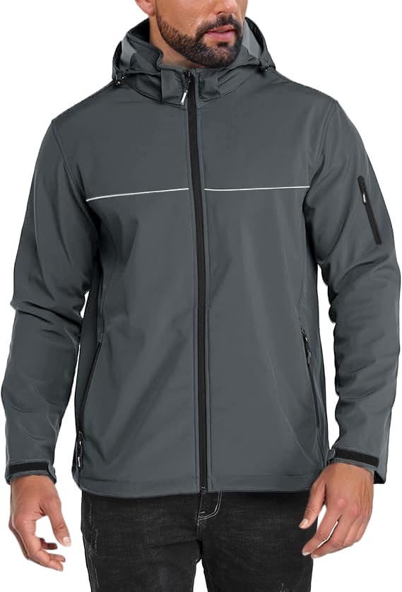 Yousify men's softshell jacket with removable hood for adaptable weather protection.