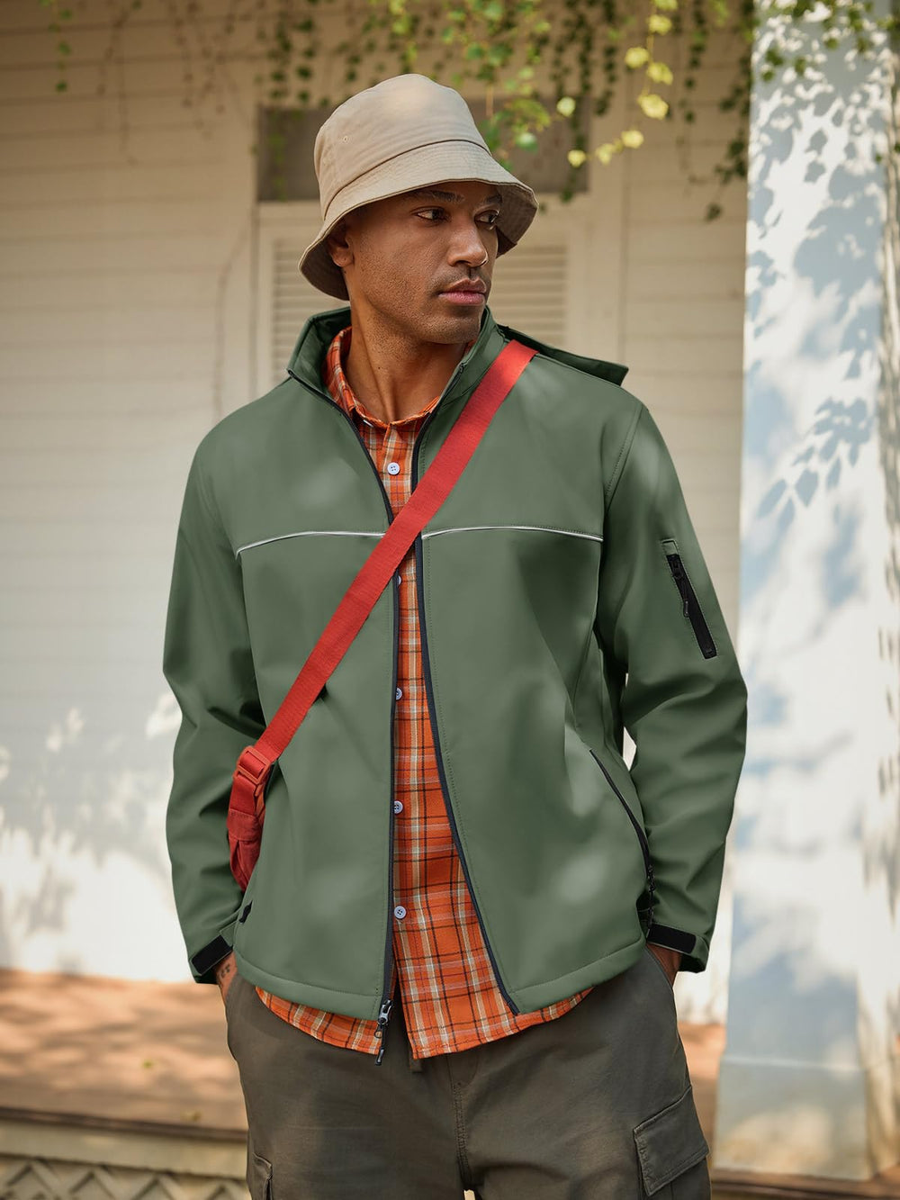 Yousify men's softshell jacket waterproof coating highlights rain resistance
