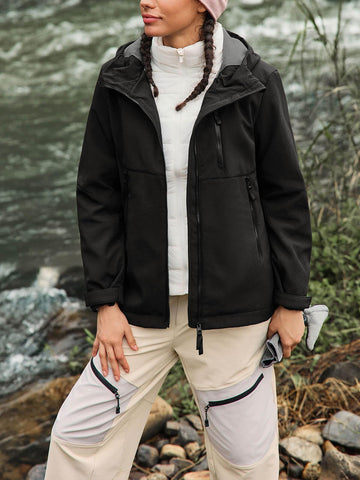 Yousify women's fleece-lined rain jacket plush interior delivers cozy warmth on chilly commutes.