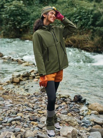 Yousify womens fleece-lined rain jacket styling shows versatile casual outfit option