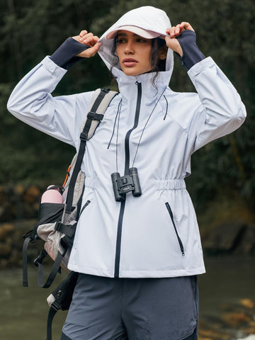 Yousify hooded rain jacket provides wind protection for outdoor walks