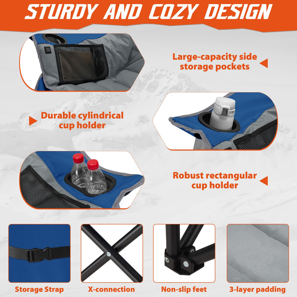 Youtanic heated camping chair folded-and-bag for easy transport and storage.