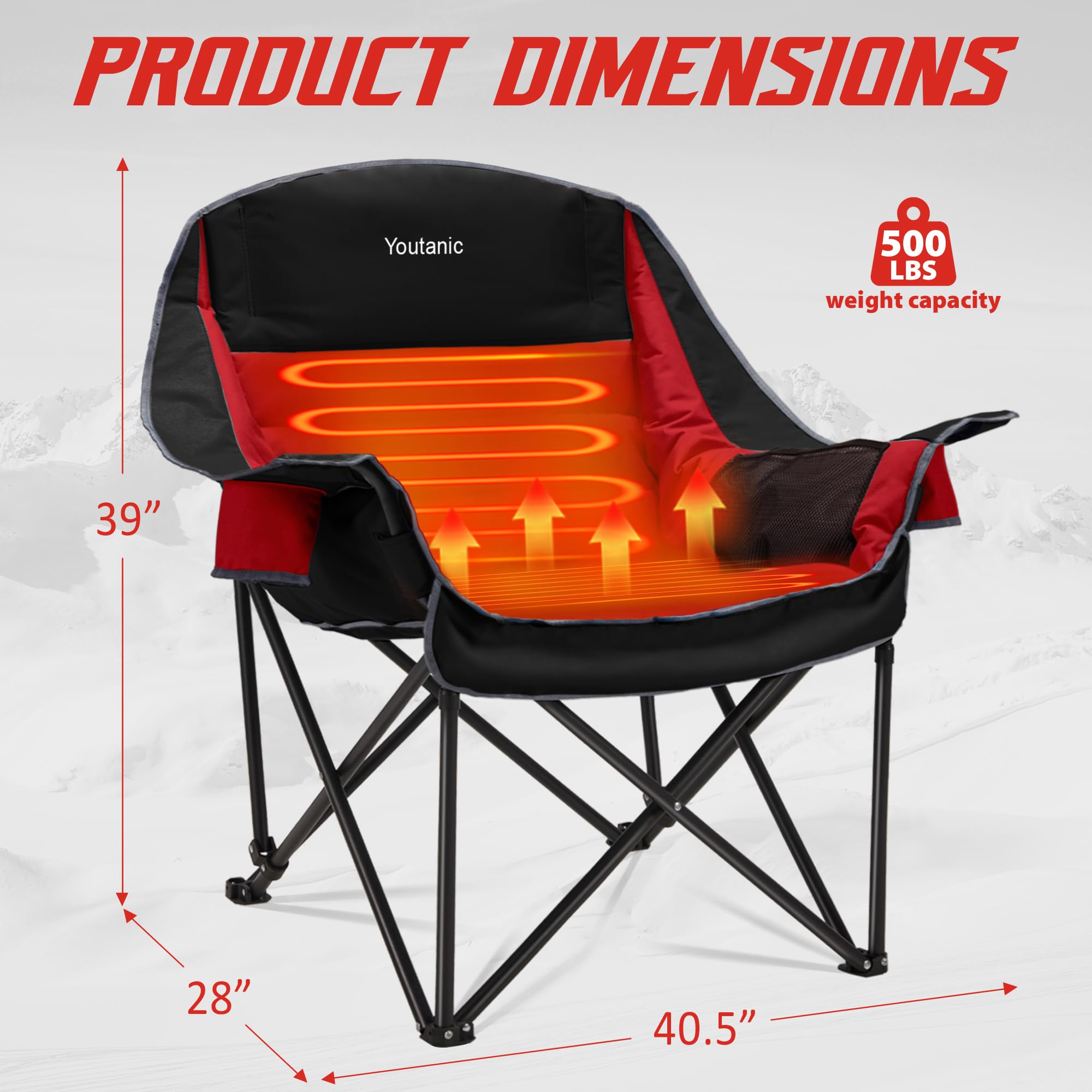 Youtanic heated camping chair heat control closeup with USB connection