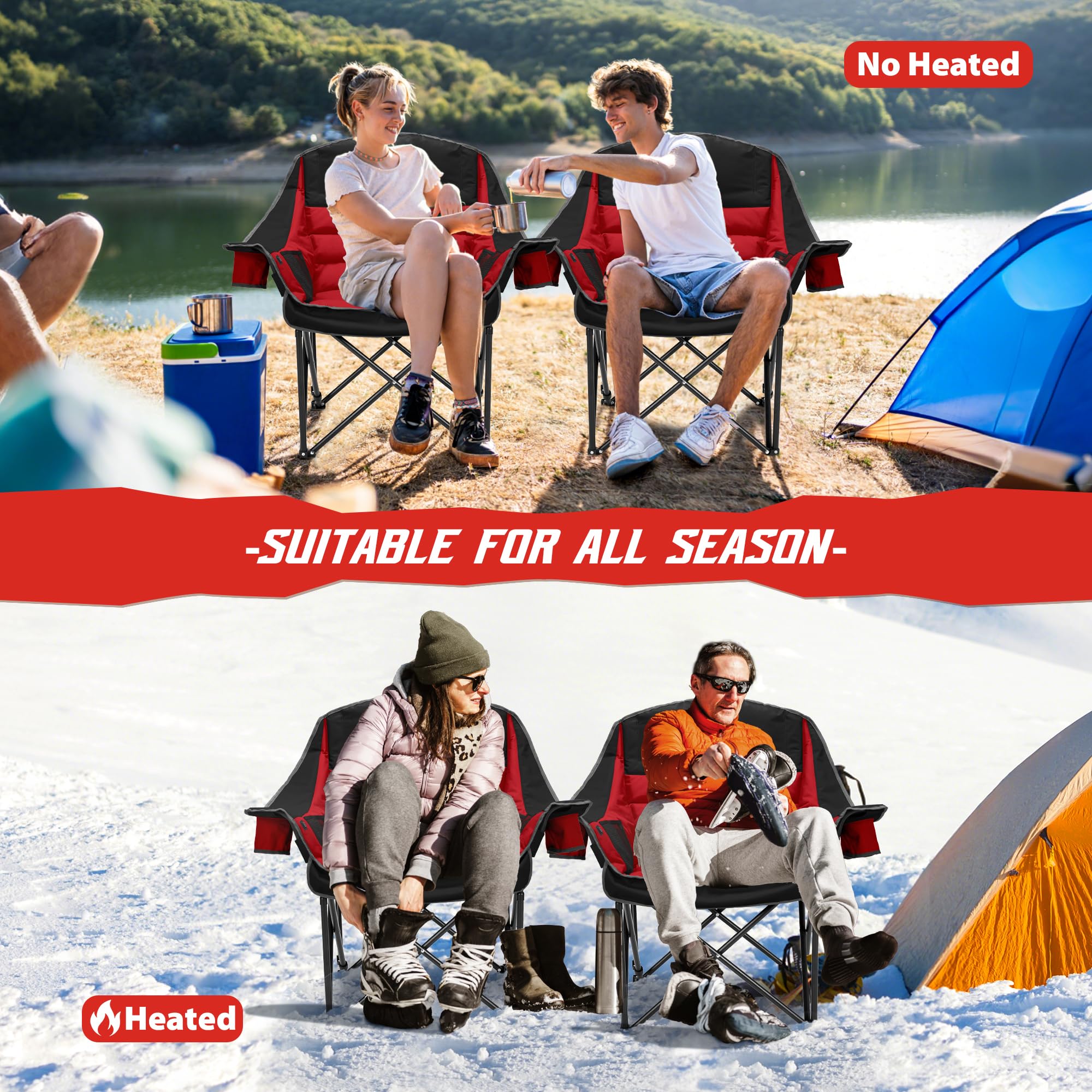 Youtanic heated camping chair in outdoor scene at campsite