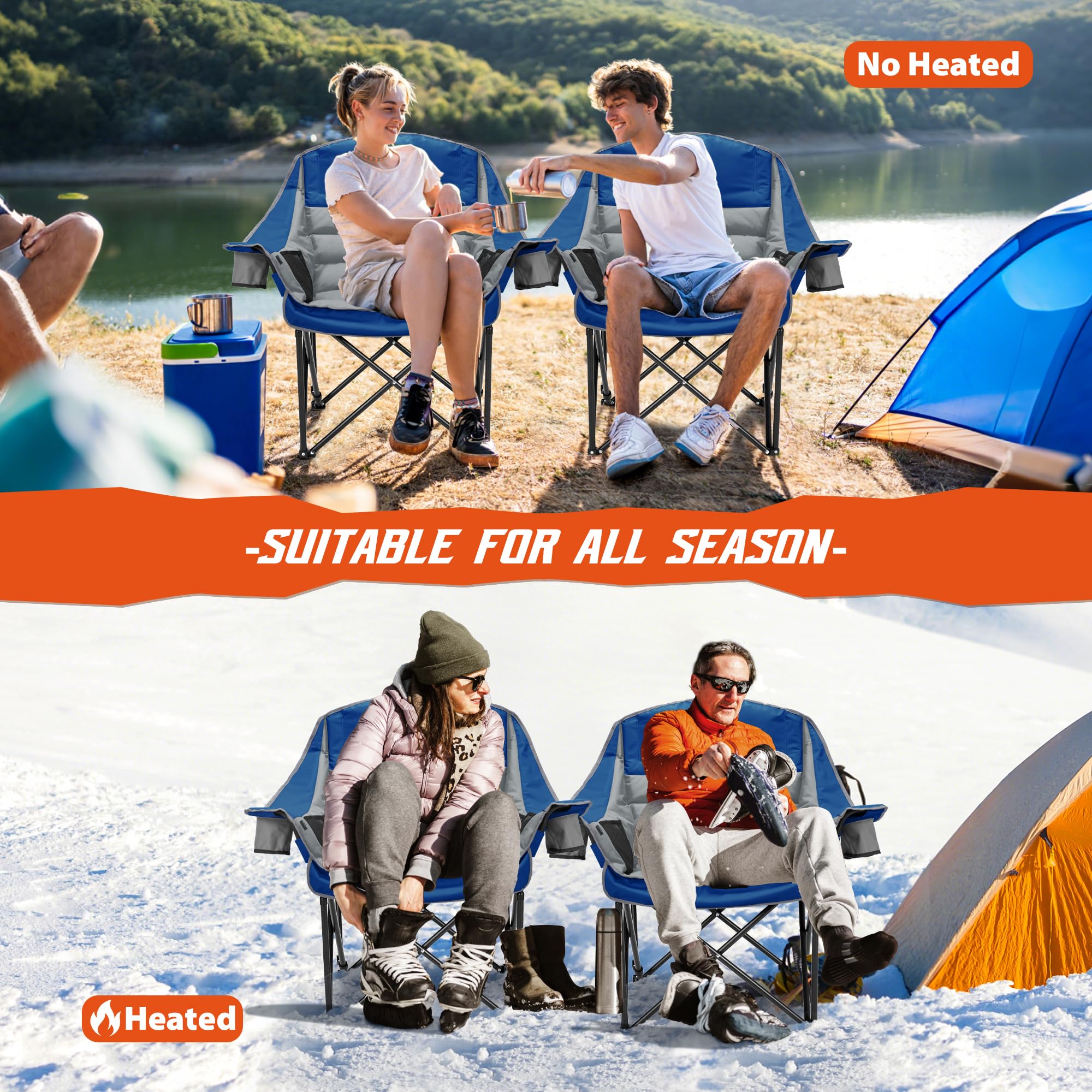 Youtanic heated camping chair strong-steel-frame delivers sturdy support.