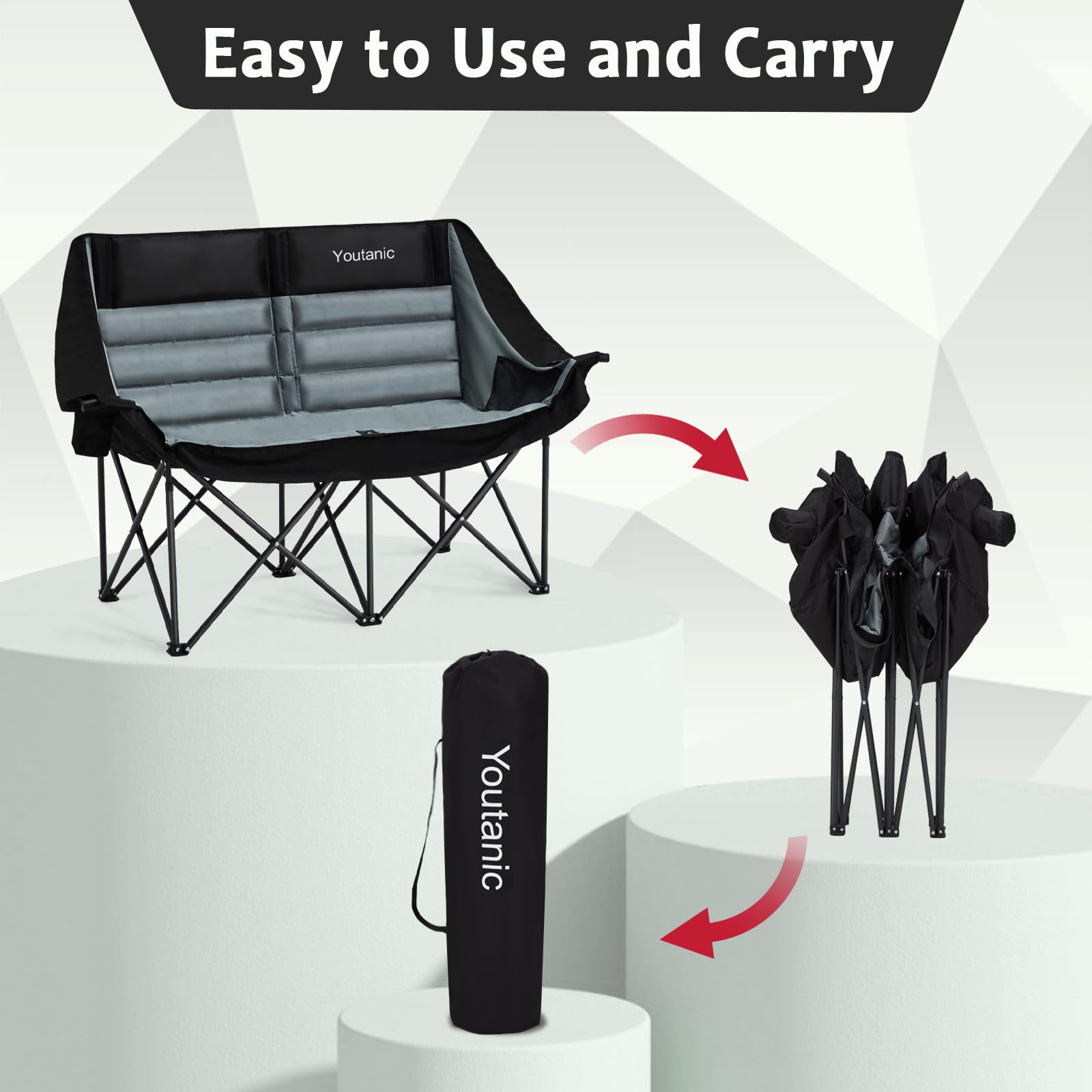 Youtanic Oversized Camping Chair back storage bags organize gear.