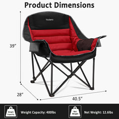 Youtanic oversized camping chair with carry bag for effortless portability.