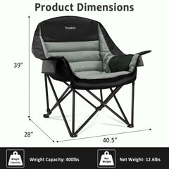 Youtanic Oversized Camping Chair padded headrest and backrest offer soft support.